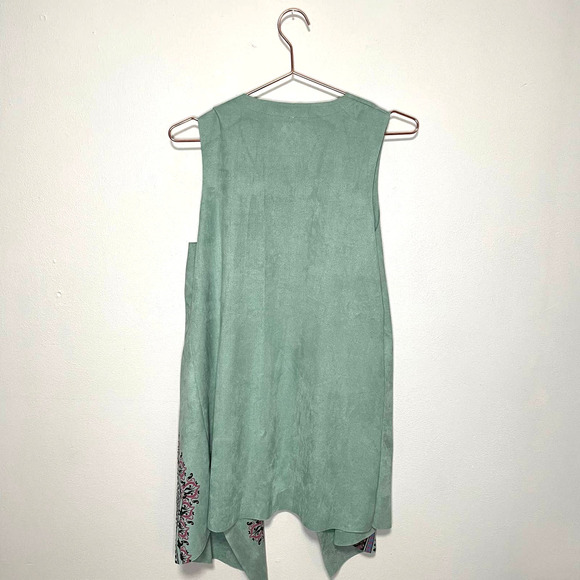 Boho Vixen Vest Faux Suede Embellished Sage Size S - Picture 6 of 11
